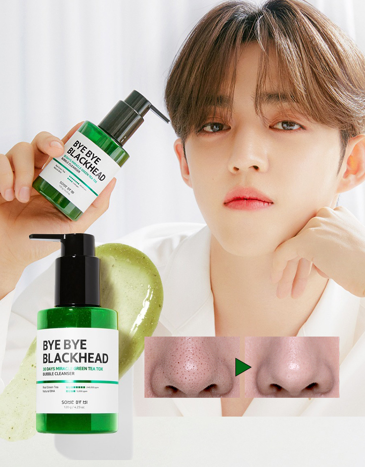 〖5分鐘洗走黑頭〗韓國 Some By Mi BYE BYE BLACKHEAD 30 Days Miracle Green Tea Tox Bubble Cleanser 30天奇蹟去黑頭綠茶深清泡泡潔面