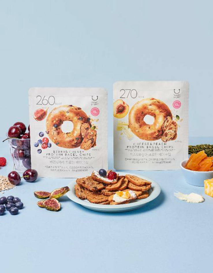 新口味！〖韓國 Olive Young 熱賣低卡零食〗Delight Project Bagel Chip 低熱量貝果脆餅乾 - 2款味道(莓果&櫻桃/芝士&桃)