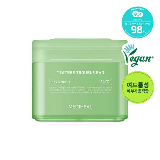 粉刺暗瘡肌～韓國 MEDIHEAL Tea Tree Trouble Pad 茶樹鎮靜🌿抗炎減紅護膚棉片 - 100片