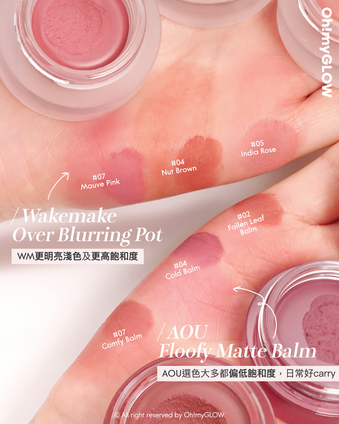 Giveaway 請睇文末 韓網大熱唇頰兩用霜 OMG 超詳盡實測對比 你又會揀AOU定WakeMake? AOU Floofy Matte Balm 鬆軟霧面唇霜(#01-08) – 8色選擇 07 Comfy Balm 04 Cold Balm 02 Fallen Leaf Balm WakeMake Over Blurring Pot 唇頰兩用多用途柔霧唇霜 – 8色選擇 07 Mauve Pink 04 Nut Brown 05 India Rose