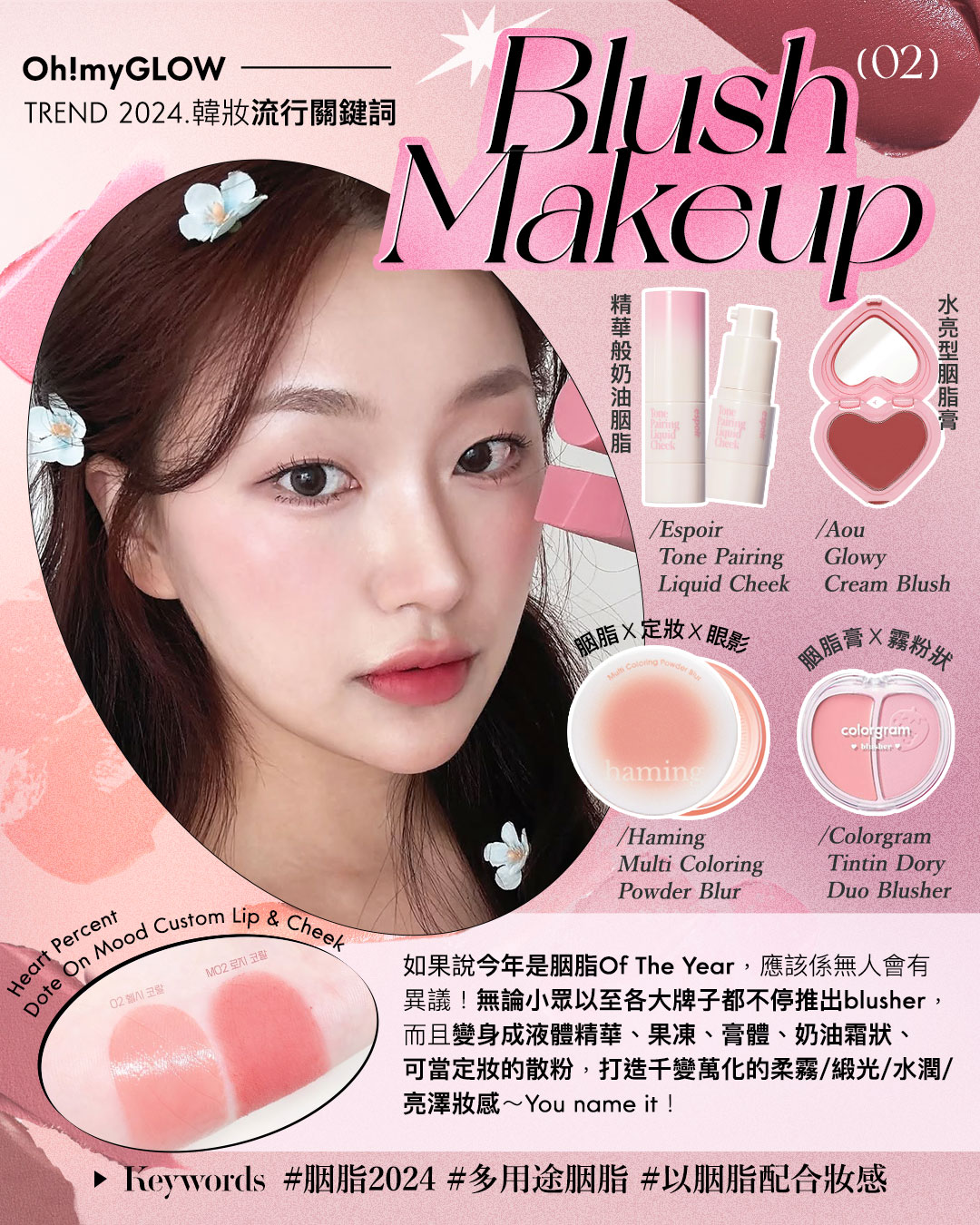 韓系MAKEUP 2024 流行關鍵詞💅🏻：OMG年末總結——韓妹今年都在追捧什麼？ #胭脂2024 #多用途胭脂 #以胭脂配合妝感