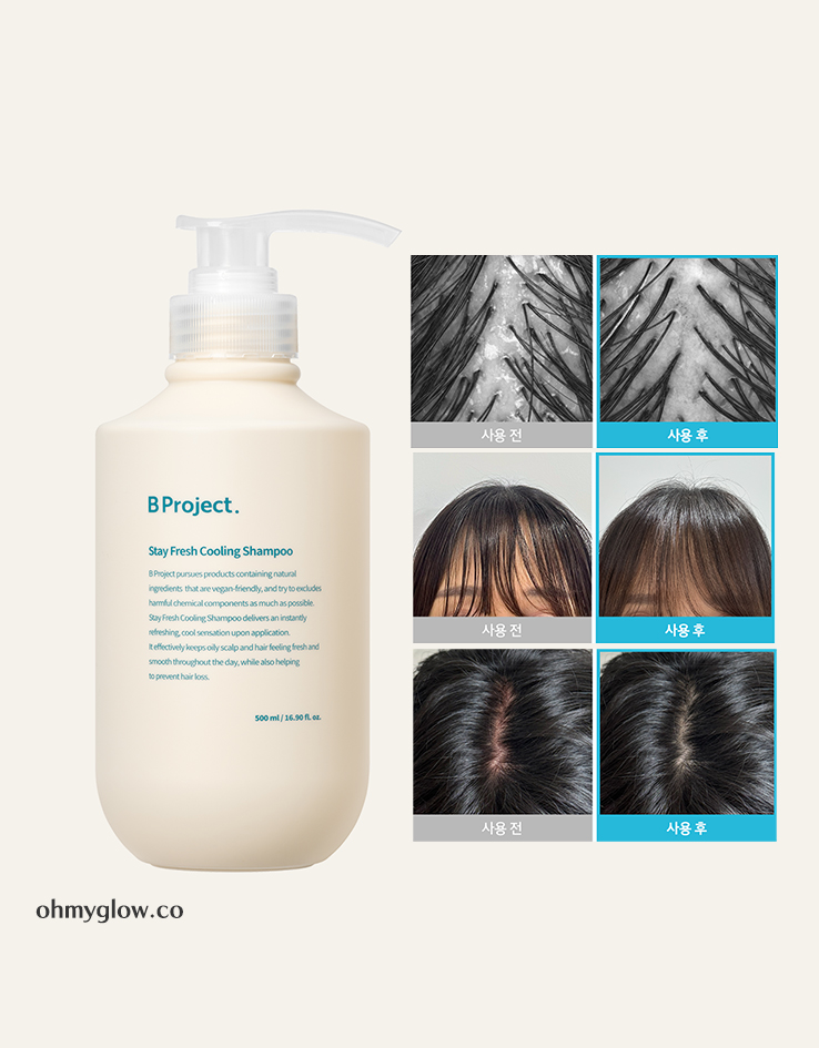 【韓國AVEDA沙龍級護髮】推介油頭！韓國 B Project Stay Fresh Cooling Shampoo 24小時持續清爽控油降溫洗髮水 - 500ml