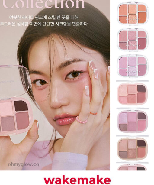 新色入09！GlowPick🏆 胭脂X眼影X高光 3 In 1! 韓國 WakeMake Soft Sheer Multi Palette 6色多用途綜合盤(#01-09) - 9色調選擇
