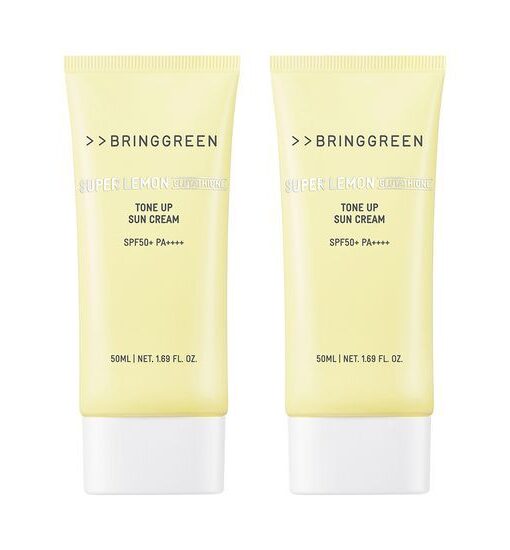 【1+1優惠Set】韓國 Bring Green Super Lemon Glutathione Tone Up Sun Cream SPF50+ PA++++🍋超級檸檬穀胱甘肽美白提亮防曬霜 - 50ml x 2