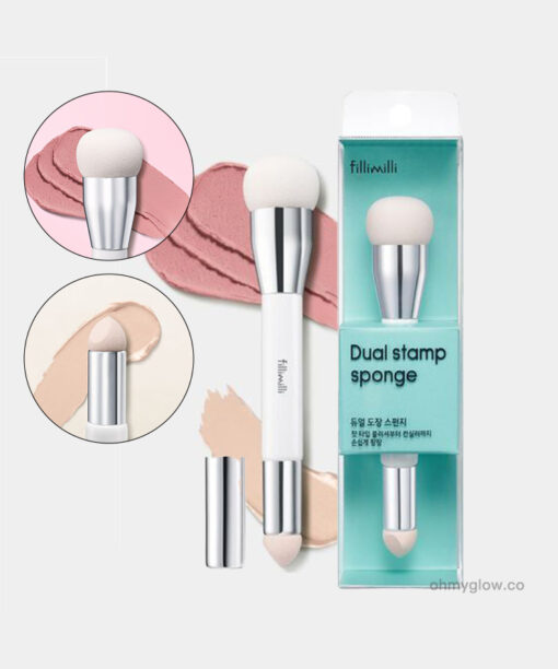 韓國 Fillimilli Dual Stamp Sponge 雙頭圓形印章饅頭海綿胭脂膏X遮瑕2in1掃連收納蓋