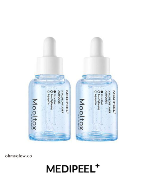 【1＋1套裝】💦保濕收毛孔！Olive Young高評保濕～韓國 Medi-Peel Hyaluronic Acid Layer Mooltox Ampoule 首創20層鎖水透明質酸保濕豐盈毛孔安瓶精華 - 30ml x 2