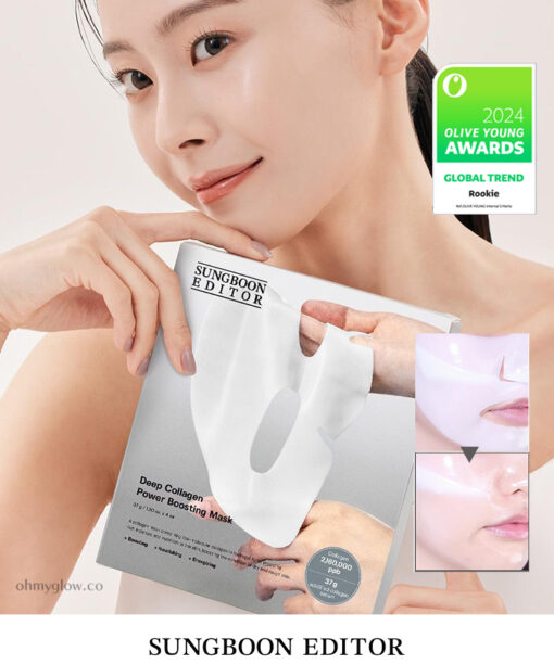 OliveYoung🏆 敷後變透明～韓國 Sungboon Editor Deep Collagen Power Boosting Mask 2百萬ppb膠原蛋白抗皺緊緻果凍面膜 一盒4片裝 - 2種選擇
