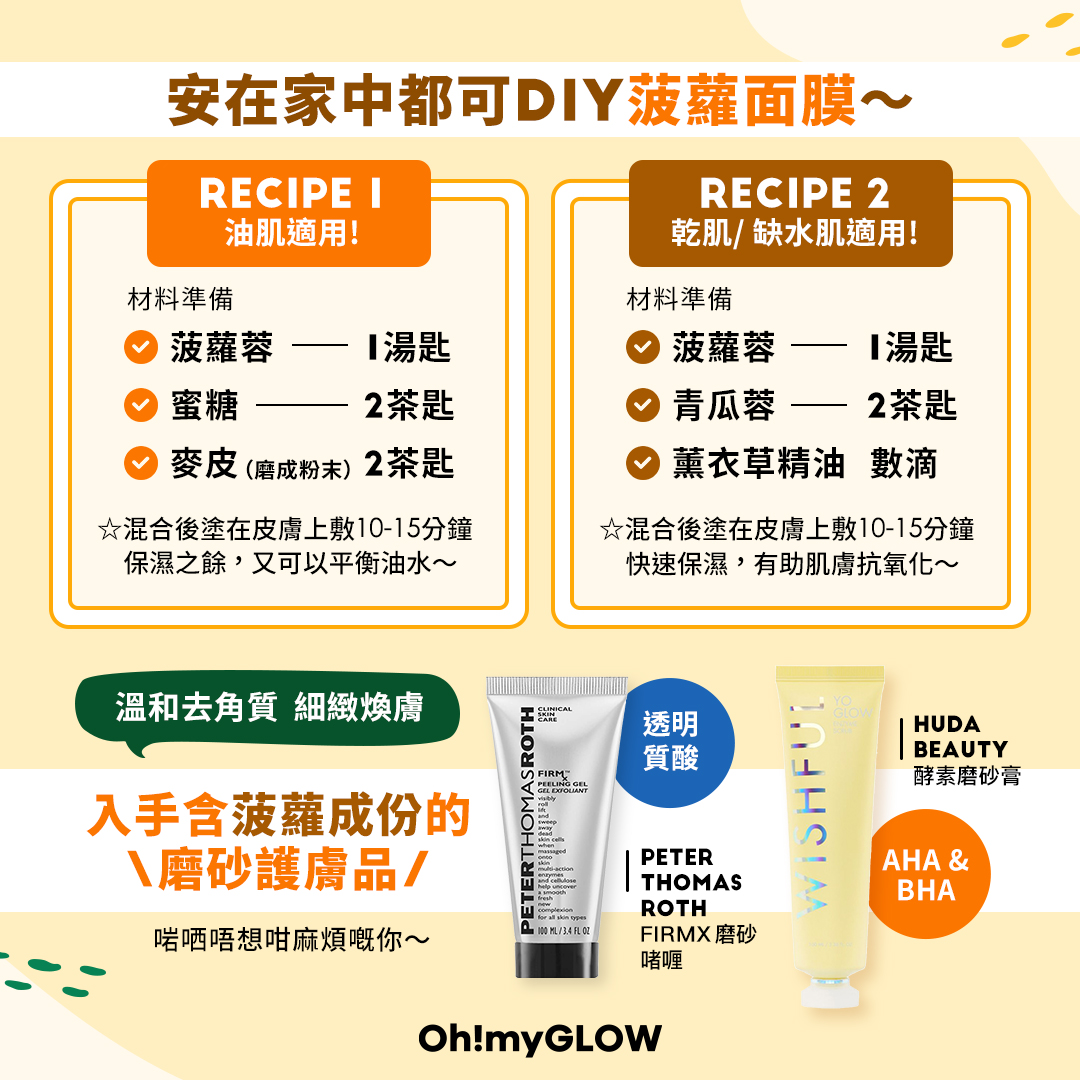 安在家中都可以DIY 菠蘿面膜~【可食也可用】皮膚也可以吃的superfood:菠蘿🍍